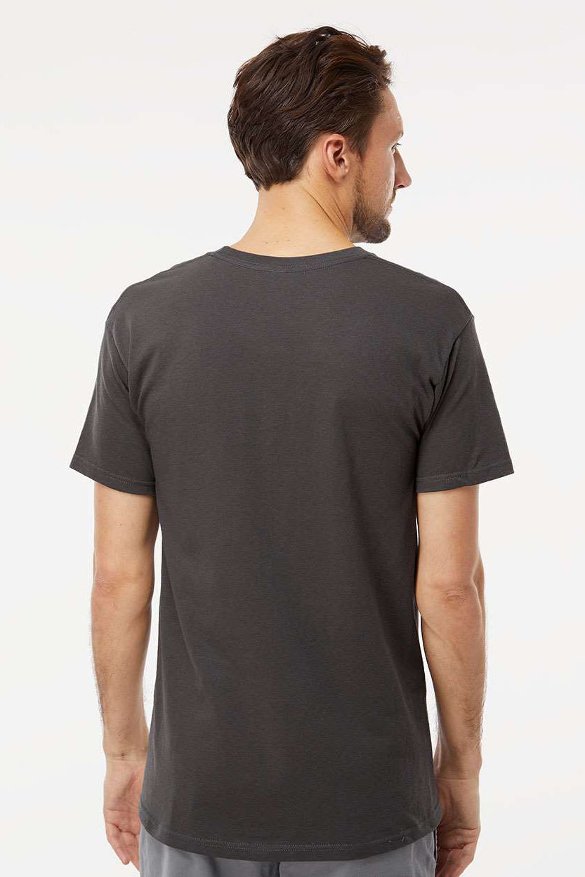 M&O 4800 Mens Gold Soft Touch Short Sleeve Crewneck T-Shirt Charcoal Grey Model Back