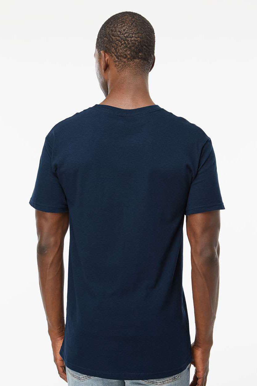M&O 4800 Mens Gold Soft Touch Short Sleeve Crewneck T-Shirt Deep Navy Blue Model Back
