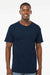 M&O 4800 Mens Gold Soft Touch Short Sleeve Crewneck T-Shirt Deep Navy Blue Model Front