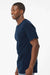M&O 4800 Mens Gold Soft Touch Short Sleeve Crewneck T-Shirt Deep Navy Blue Model Side
