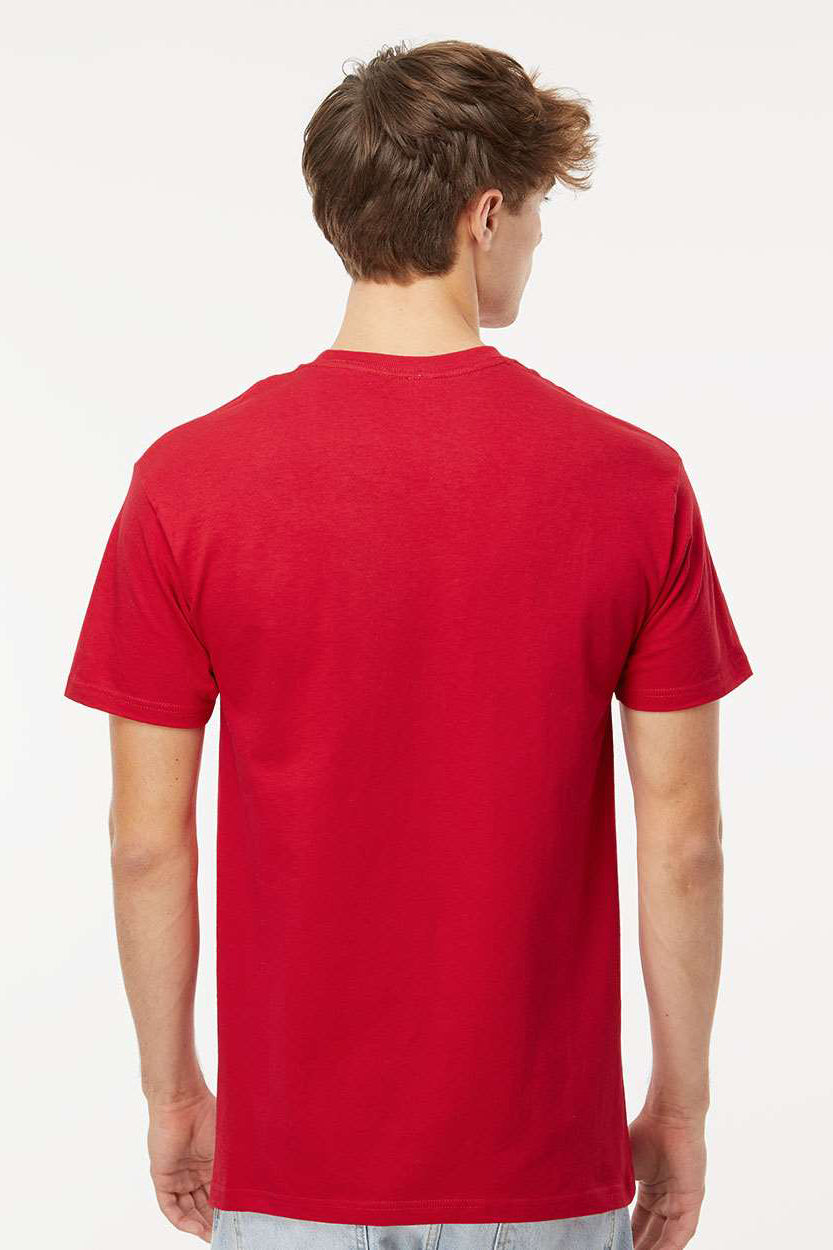 M&O 4800 Mens Gold Soft Touch Short Sleeve Crewneck T-Shirt Deep Red Model Back