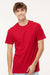 M&O 4800 Mens Gold Soft Touch Short Sleeve Crewneck T-Shirt Deep Red Model Front