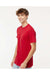 M&O 4800 Mens Gold Soft Touch Short Sleeve Crewneck T-Shirt Deep Red Model Side