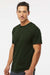 M&O 4800 Mens Gold Soft Touch Short Sleeve Crewneck T-Shirt Forest Green Model Side