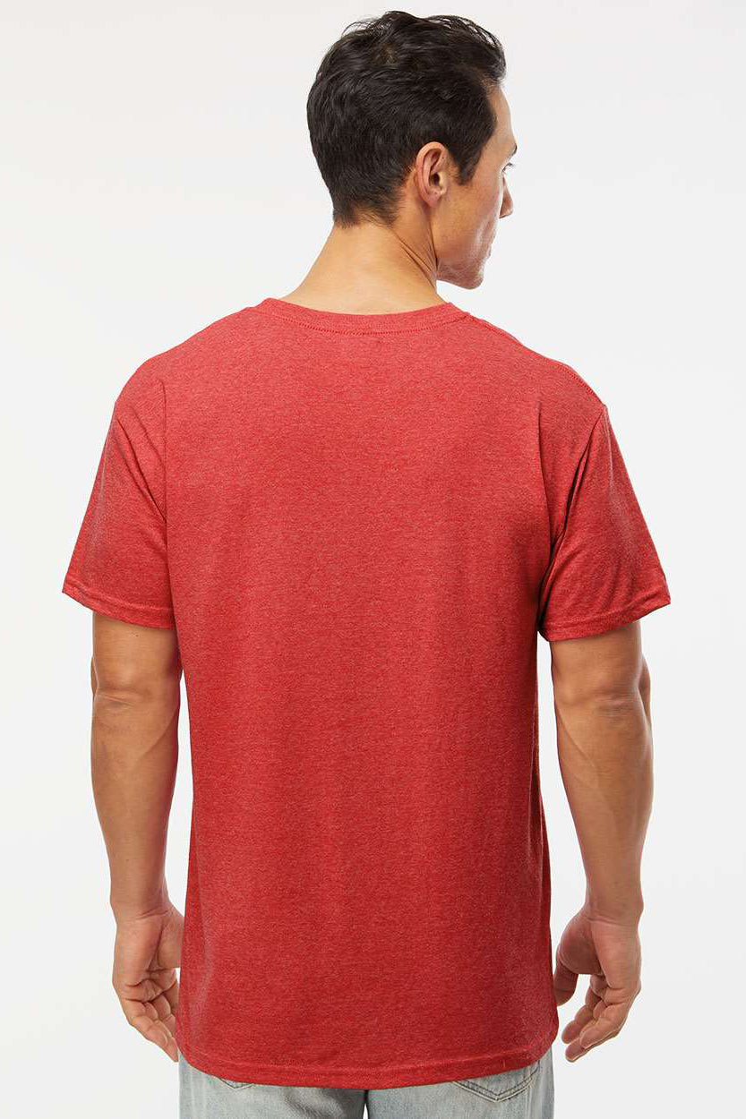 M&O 4800 Mens Gold Soft Touch Short Sleeve Crewneck T-Shirt Heather Red Model Back