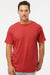 M&O 4800 Mens Gold Soft Touch Short Sleeve Crewneck T-Shirt Heather Red Model Front