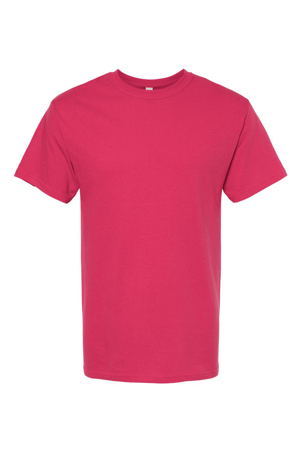 M&O 4800 Mens Gold Soft Touch Short Sleeve Crewneck T-Shirt Heliconia Pink Flat Front
