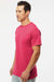 M&O 4800 Mens Gold Soft Touch Short Sleeve Crewneck T-Shirt Heliconia Pink Model Side