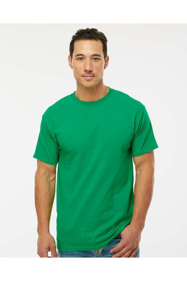 M&O 4800 Mens Gold Soft Touch Short Sleeve Crewneck T-Shirt Irish Green Model Front