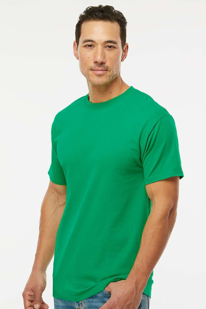 M&O 4800 Mens Gold Soft Touch Short Sleeve Crewneck T-Shirt Irish Green Model Side