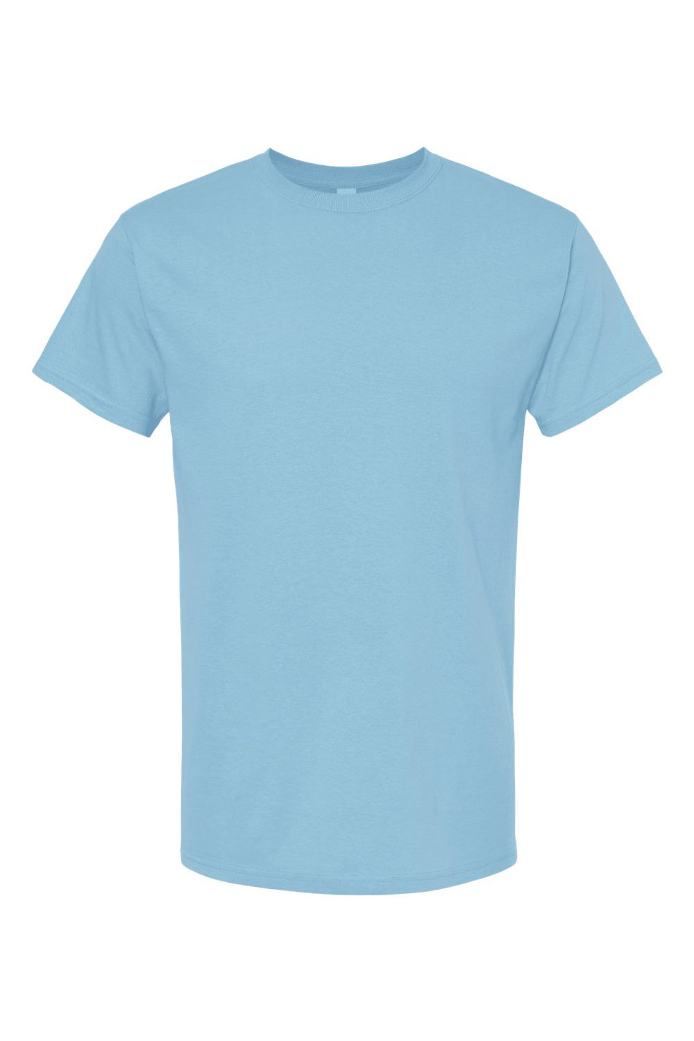 M&O 4800 Mens Gold Soft Touch Short Sleeve Crewneck T-Shirt Light Blue Flat Front