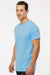 M&O 4800 Mens Gold Soft Touch Short Sleeve Crewneck T-Shirt Light Blue Model Side