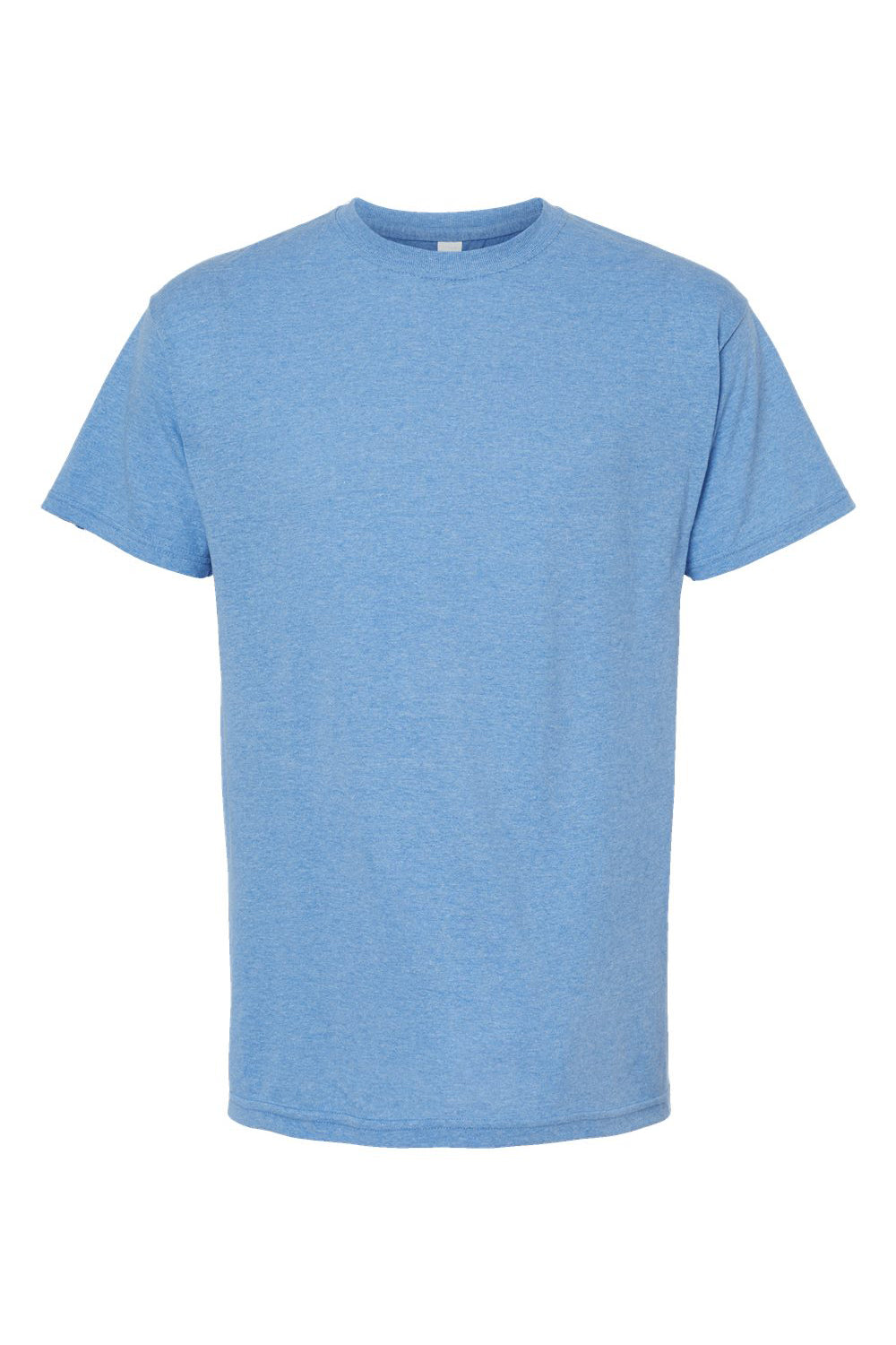 M&O 4800 Mens Gold Soft Touch Short Sleeve Crewneck T-Shirt Heather Light Blue Flat Front