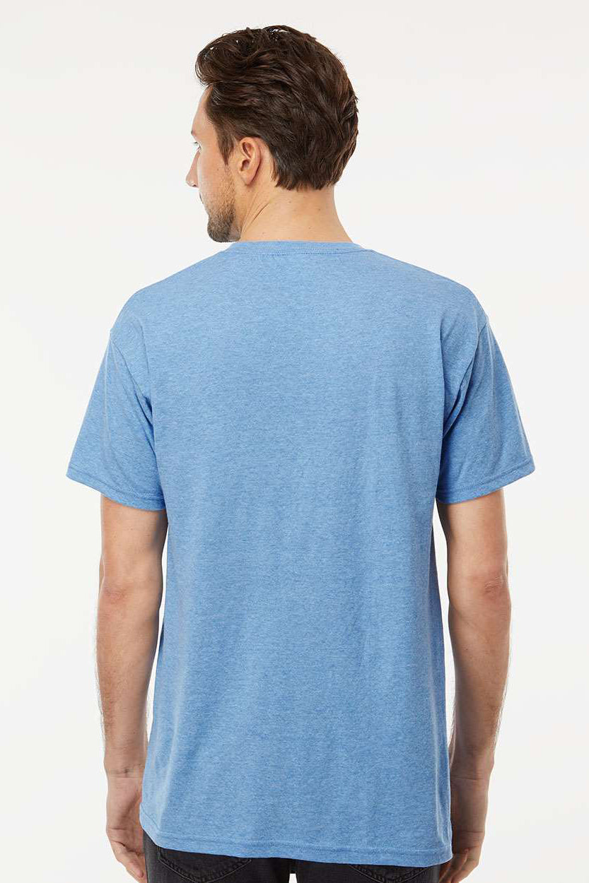 M&O 4800 Mens Gold Soft Touch Short Sleeve Crewneck T-Shirt Heather Light Blue Model Back