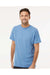 M&O 4800 Mens Gold Soft Touch Short Sleeve Crewneck T-Shirt Heather Light Blue Model Front