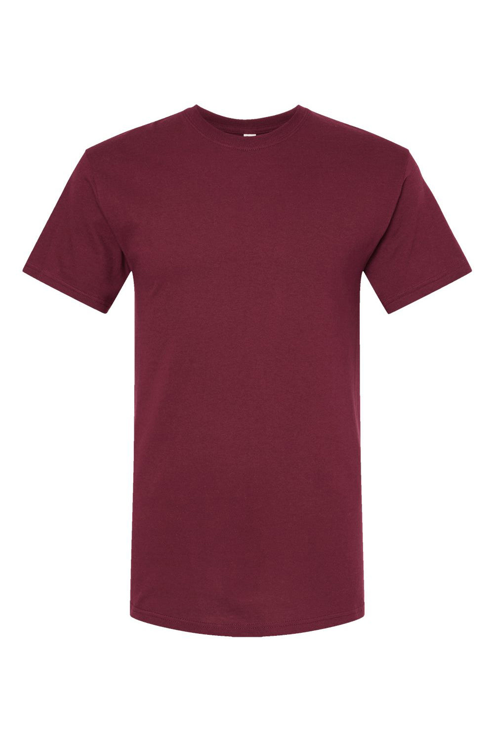M&O 4800 Mens Gold Soft Touch Short Sleeve Crewneck T-Shirt Maroon Flat Front