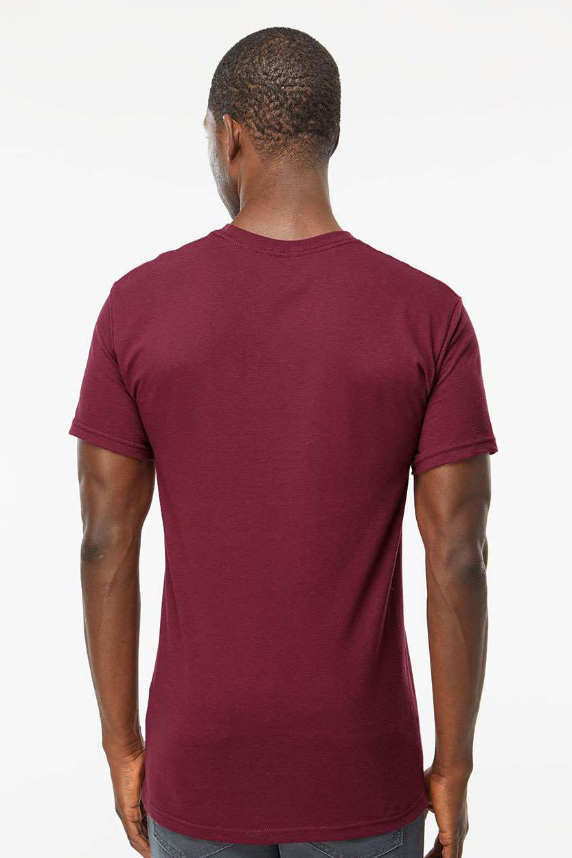 M&O 4800 Mens Gold Soft Touch Short Sleeve Crewneck T-Shirt Maroon Model Back