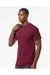 M&O 4800 Mens Gold Soft Touch Short Sleeve Crewneck T-Shirt Maroon Model Side