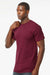 M&O 4800 Mens Gold Soft Touch Short Sleeve Crewneck T-Shirt Maroon Model Side