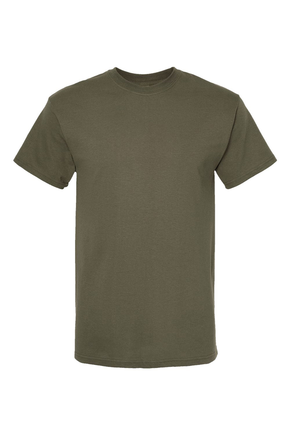 M&O 4800 Mens Gold Soft Touch Short Sleeve Crewneck T-Shirt Military Green Flat Front