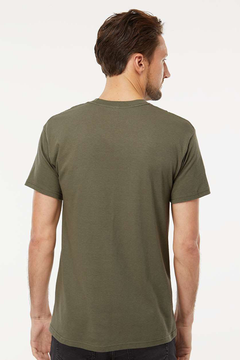 M&O 4800 Mens Gold Soft Touch Short Sleeve Crewneck T-Shirt Military Green Model Back