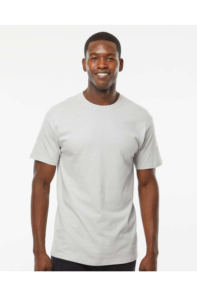 M&O 4800 Mens Gold Soft Touch Short Sleeve Crewneck T-Shirt Platinum Grey Model Front