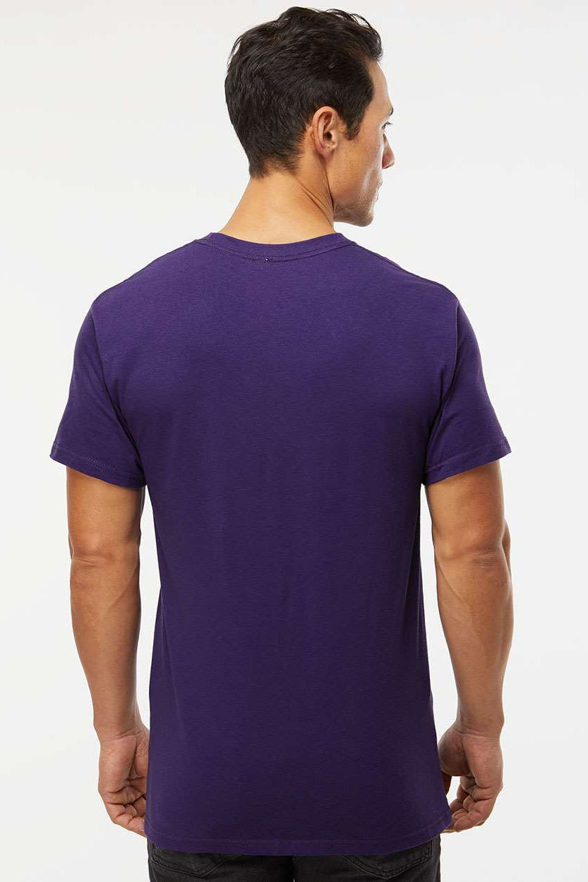 M&O 4800 Mens Gold Soft Touch Short Sleeve Crewneck T-Shirt Purple Model Back