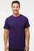 M&O 4800 Mens Gold Soft Touch Short Sleeve Crewneck T-Shirt Purple Model Front