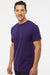 M&O 4800 Mens Gold Soft Touch Short Sleeve Crewneck T-Shirt Purple Model Side