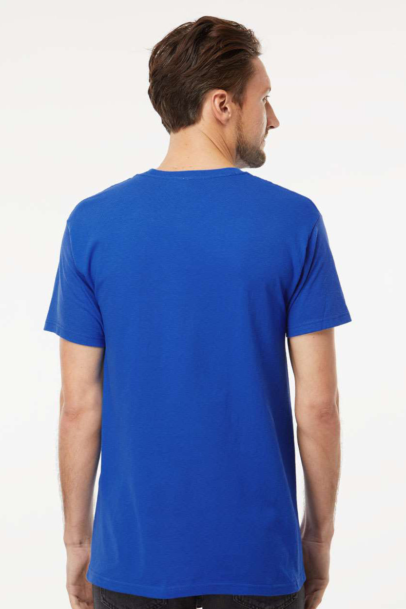 M&O 4800 Mens Gold Soft Touch Short Sleeve Crewneck T-Shirt Royal Blue Model Back