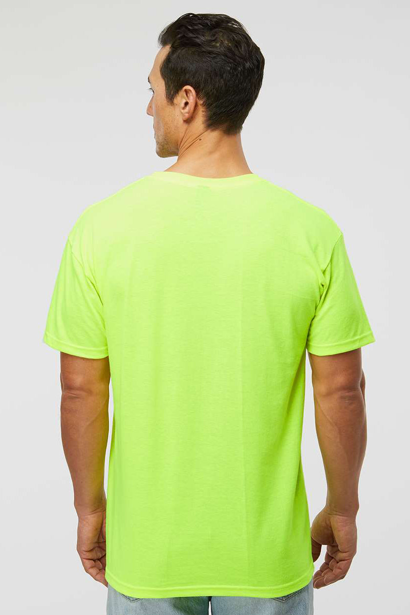 M&O 4800 Mens Gold Soft Touch Short Sleeve Crewneck T-Shirt Safety Green Model Back