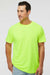 M&O 4800 Mens Gold Soft Touch Short Sleeve Crewneck T-Shirt Safety Green Model Front