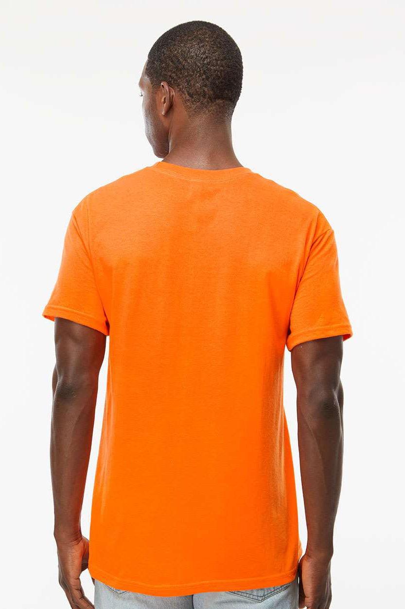 M&O 4800 Mens Gold Soft Touch Short Sleeve Crewneck T-Shirt Safety Orange Model Back
