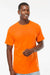 M&O 4800 Mens Gold Soft Touch Short Sleeve Crewneck T-Shirt Safety Orange Model Front