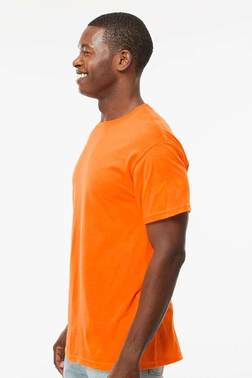 M&O 4800 Mens Gold Soft Touch Short Sleeve Crewneck T-Shirt Safety Orange Model Side