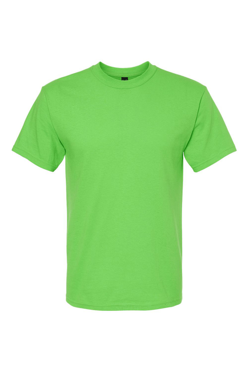 M&O 4800 Mens Gold Soft Touch Short Sleeve Crewneck T-Shirt Vivid Lime Green Flat Front