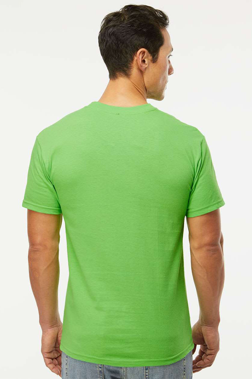 M&O 4800 Mens Gold Soft Touch Short Sleeve Crewneck T-Shirt Vivid Lime Green Model Back