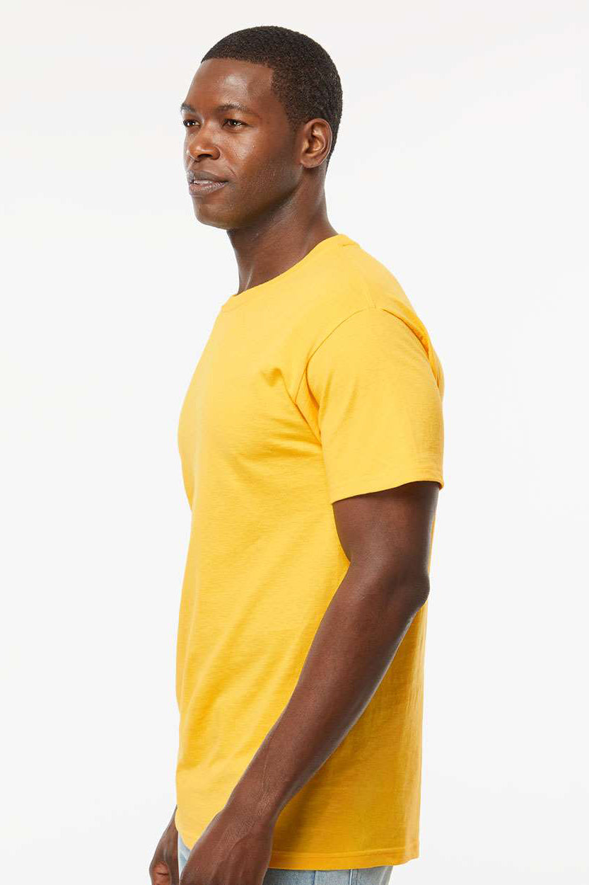 M&O 4800 Mens Gold Soft Touch Short Sleeve Crewneck T-Shirt Yellow Model Side