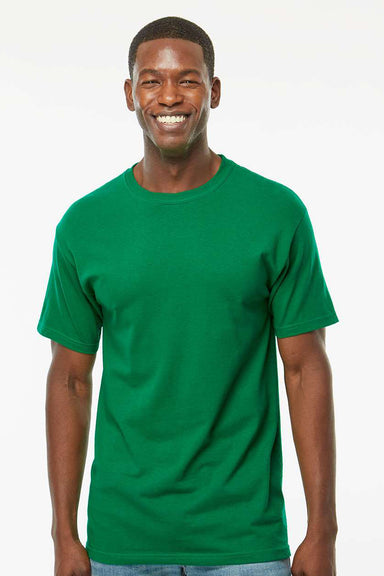 M&O 4800 Mens Gold Soft Touch Short Sleeve Crewneck T-Shirt Fine Kelly Green Model Front