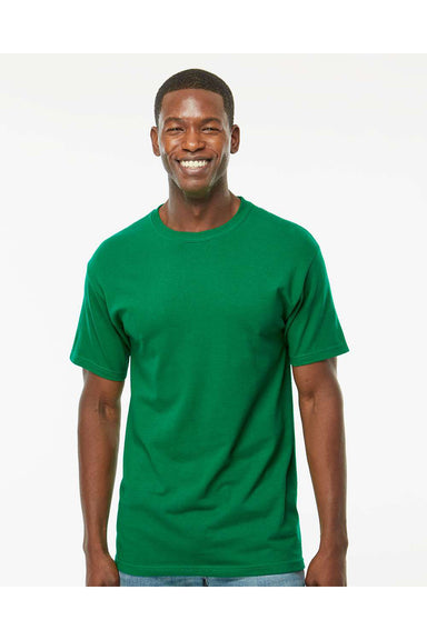 M&O 4800 Mens Gold Soft Touch Short Sleeve Crewneck T-Shirt Fine Kelly Green Model Front