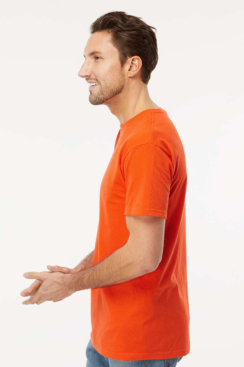 M&O 4800 Mens Gold Soft Touch Short Sleeve Crewneck T-Shirt Orange Model Side