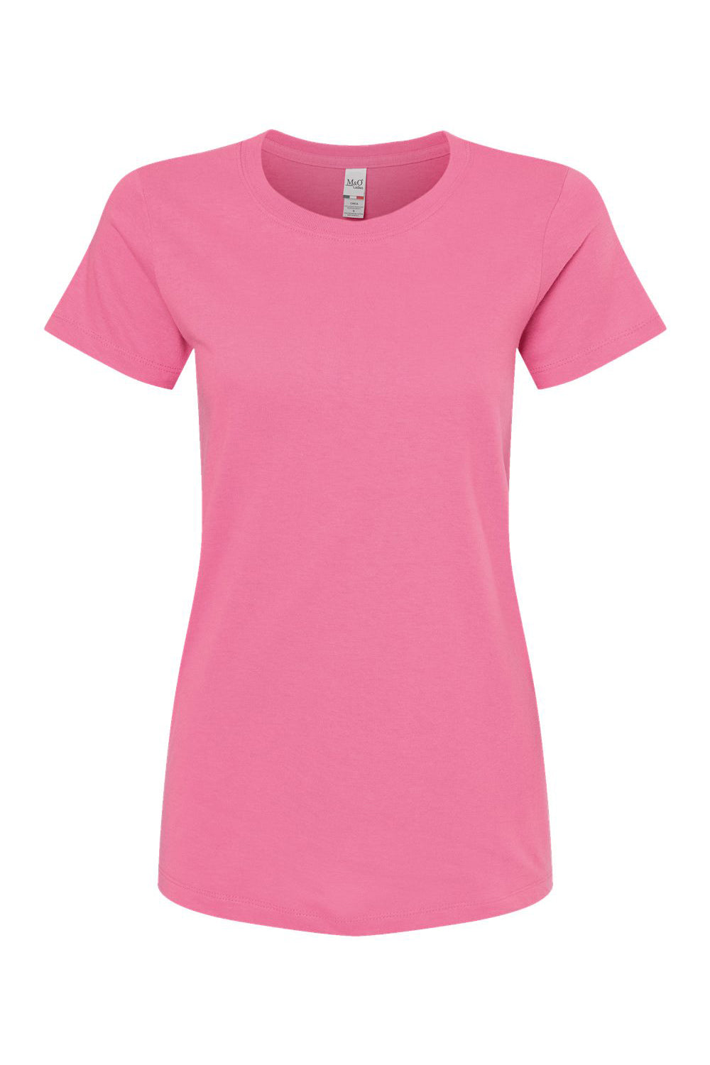 M&O 4810 Womens Gold Soft Touch Short Sleeve Crewneck T-Shirt Azalea Pink Flat Front