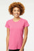 M&O 4810 Womens Gold Soft Touch Short Sleeve Crewneck T-Shirt Azalea Pink Model Front