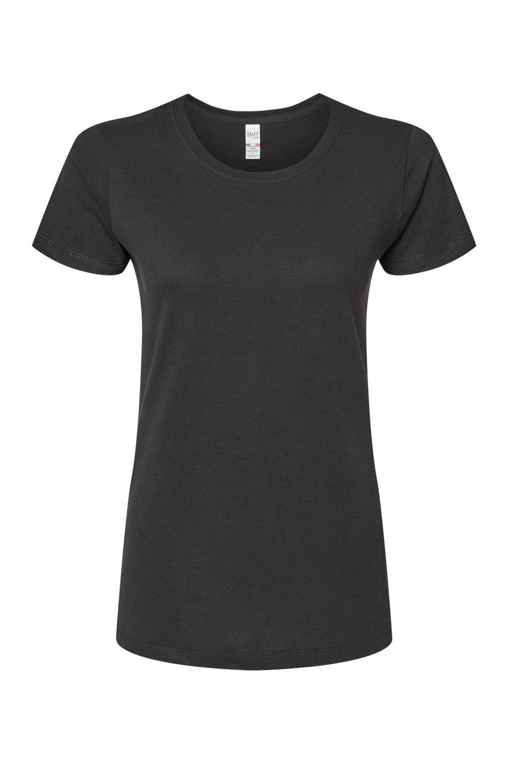M&O 4810 Womens Gold Soft Touch Short Sleeve Crewneck T-Shirt Black Flat Front