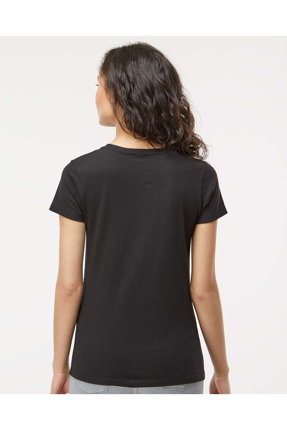 M&O 4810 Womens Gold Soft Touch Short Sleeve Crewneck T-Shirt Black Model Back