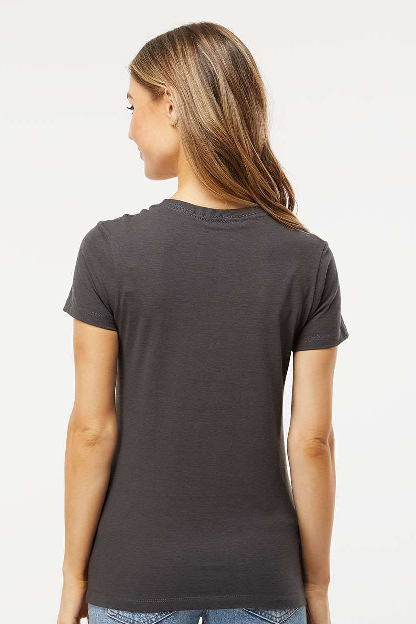 M&O 4810 Womens Gold Soft Touch Short Sleeve Crewneck T-Shirt Charcoal Grey Model Back