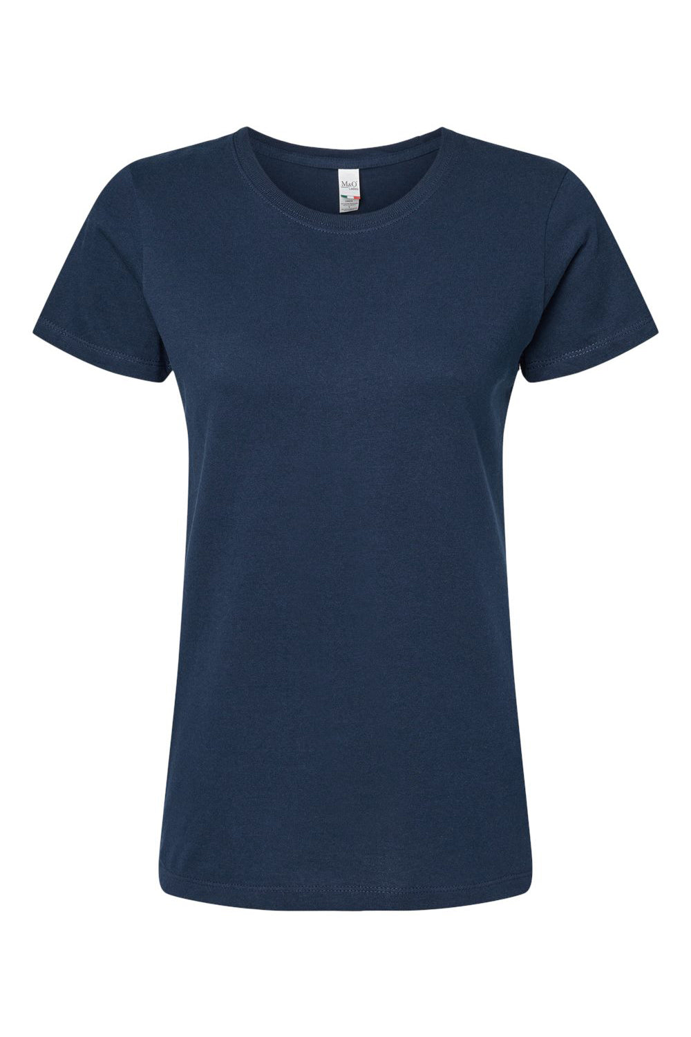 M&O 4810 Womens Gold Soft Touch Short Sleeve Crewneck T-Shirt Deep Navy Blue Flat Front