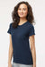 M&O 4810 Womens Gold Soft Touch Short Sleeve Crewneck T-Shirt Deep Navy Blue Model Side