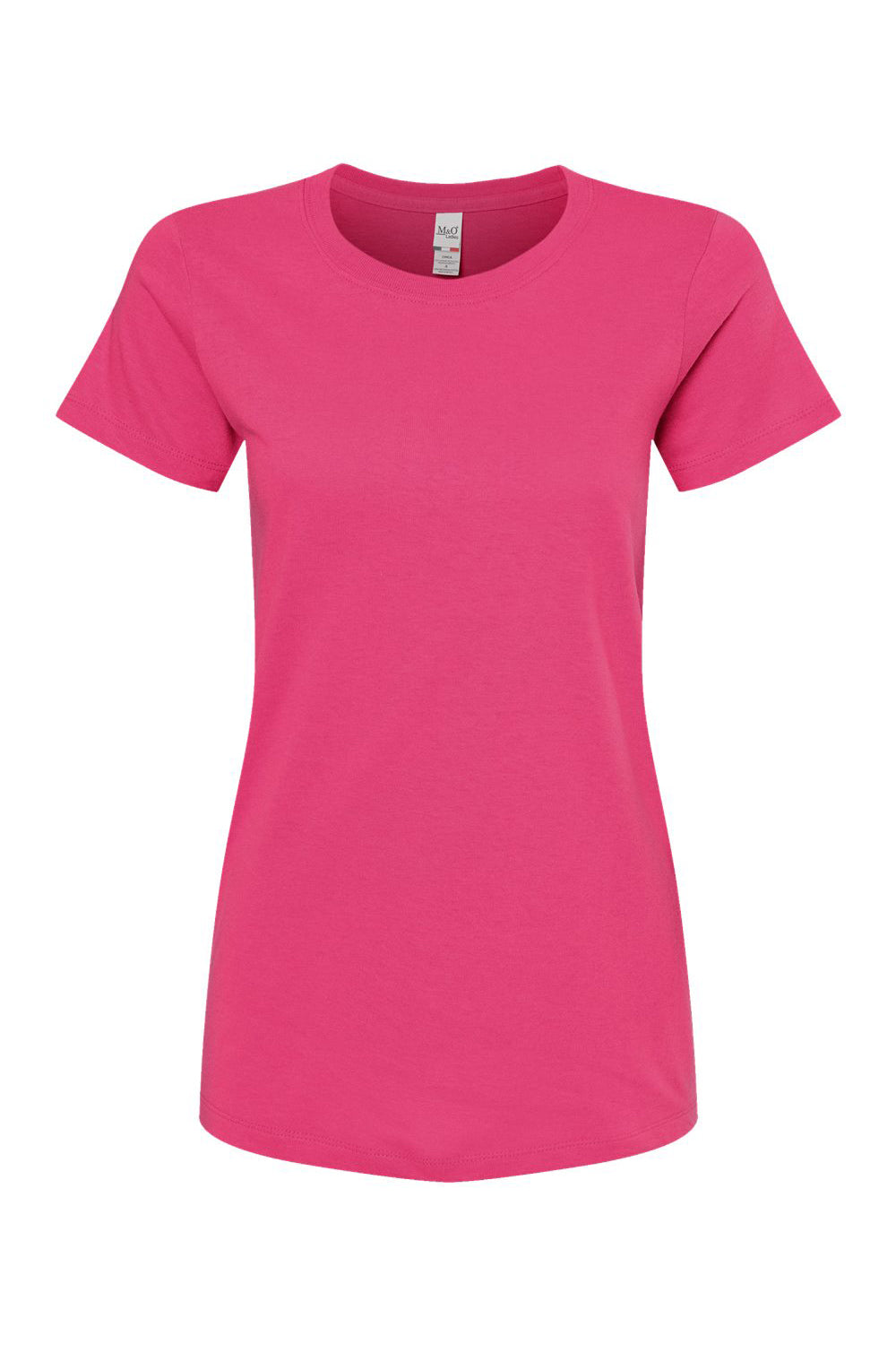 M&O 4810 Womens Gold Soft Touch Short Sleeve Crewneck T-Shirt Heliconia Pink Flat Front