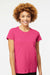 M&O 4810 Womens Gold Soft Touch Short Sleeve Crewneck T-Shirt Heliconia Pink Model Front